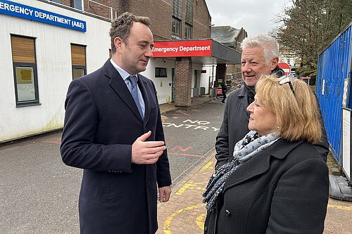 Danny speaking outside Winchester's emergency department